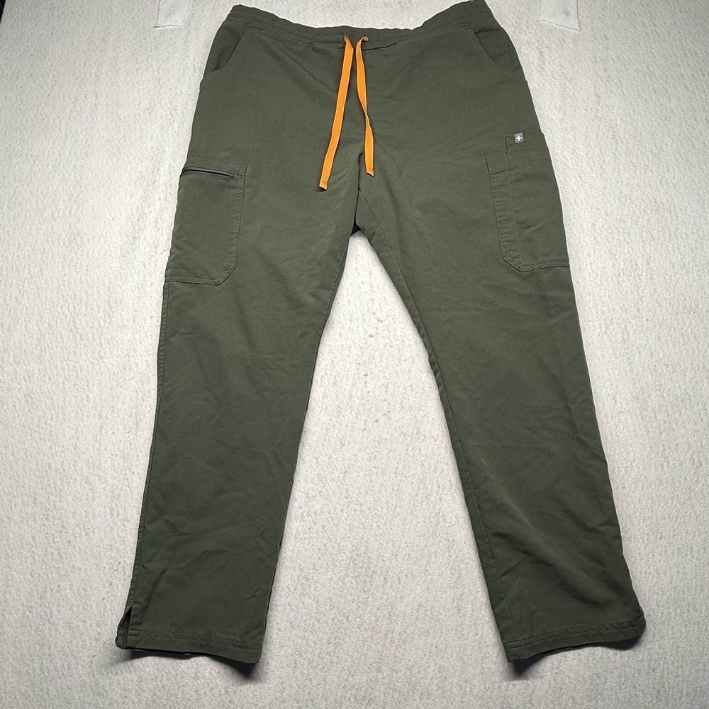 Figs Technical Collection Scrub Pants Olive Green Orange Drawstring TW2000P L/P